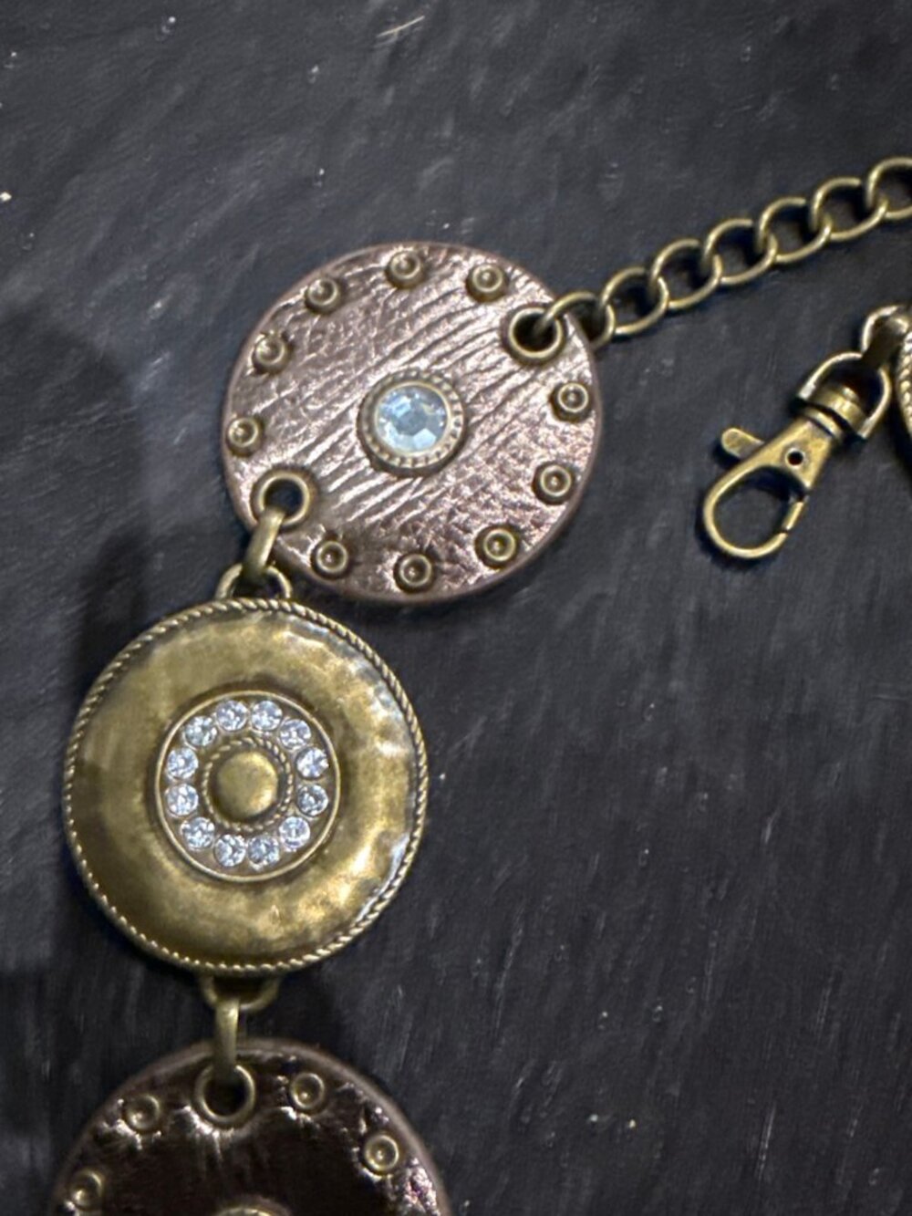 Navajo Style  Concho Brass Rhinestones Belt Adjustable 46 in. - Picture 9 of 9